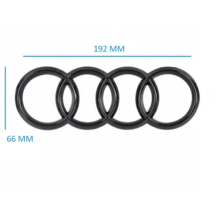 Емблема задня Audi Чорна Глянець 192х66-67 мм Плоска на скотчі (Завод) - фото 2