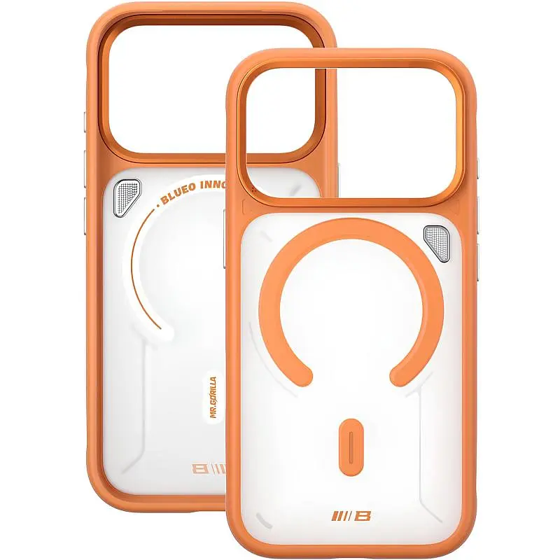 TPU+PC чохол Blueo Frosted Heat Dissipation Stand with MagSafe для Apple iPhone 17 Pro Max (6.9) Помаранчевий / Orange - фото 3