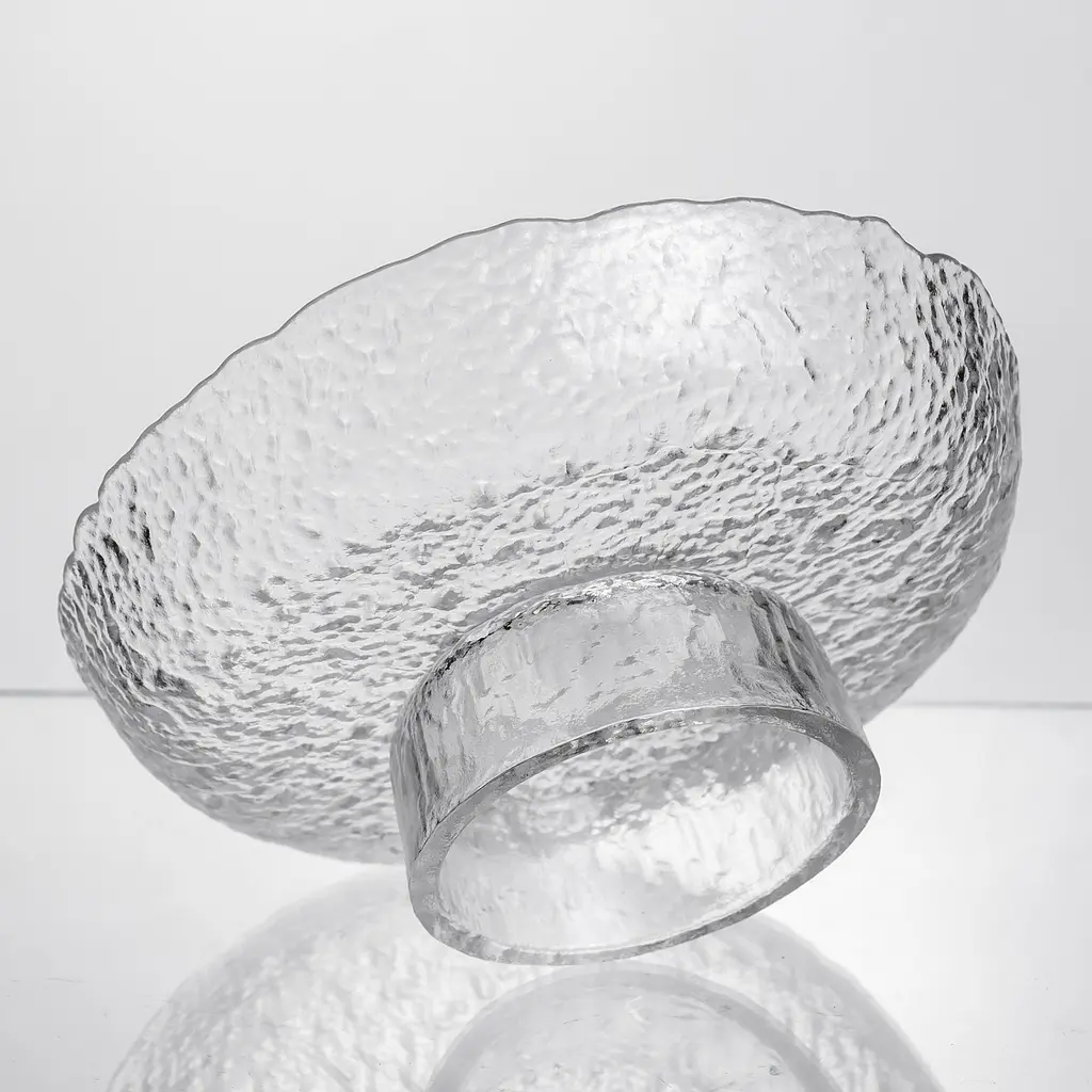 Фруктовниця на ніжці Ice Textured 20 см з крижаною текстурою скла Yiwu HP-34-89 - фото 3