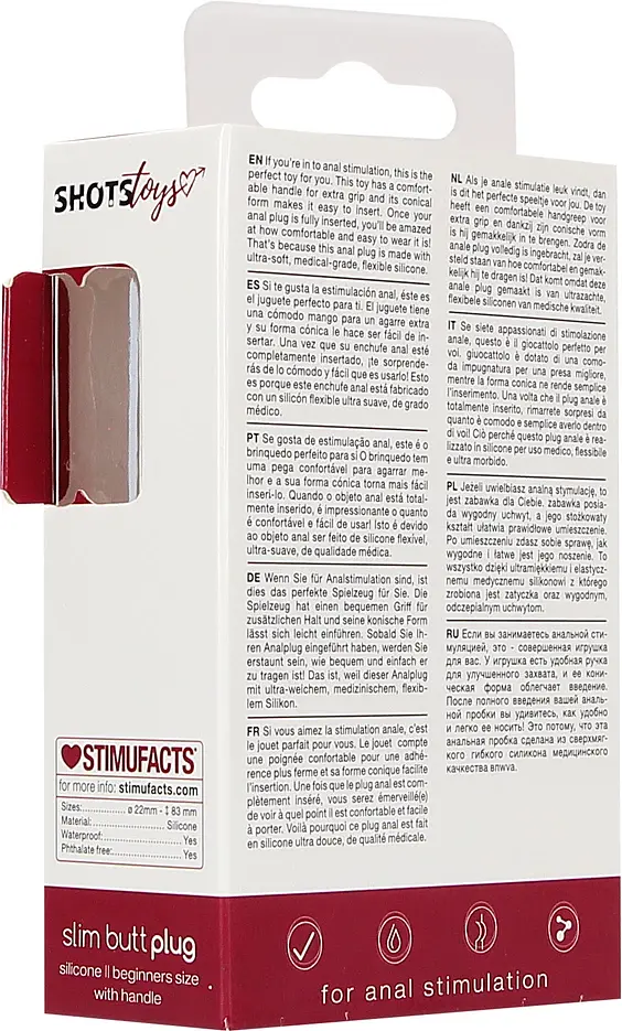 Анальна пробка ShotsToys Slim Butt Plug 8.3 см (червоний) - фото 11