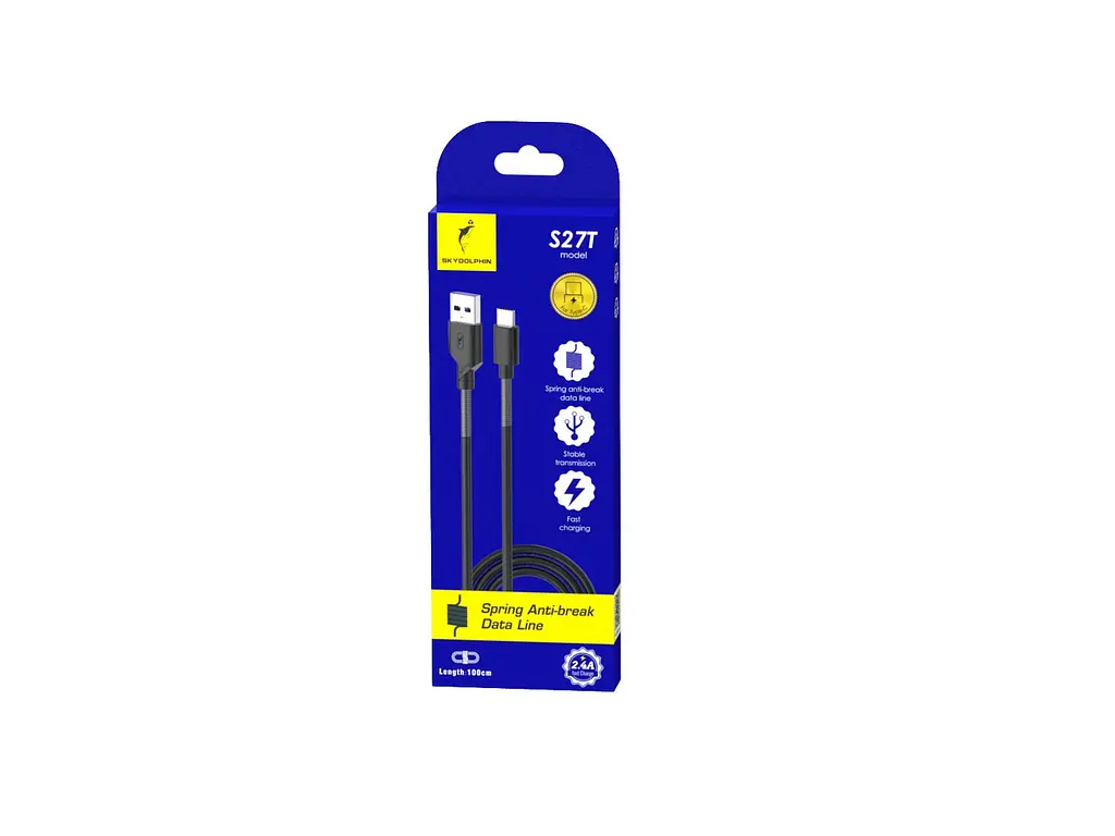 Кабель SkyDolphin S27L Spring Anti-Brake USB - USB Type-C (M/M), 1 м, Чорний (SDUSB-000611) - фото 2