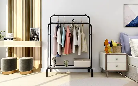 Подвійна стійка – вішалка для одягу Double floor Hanger з полицею для взуття, Ш104хГ41.5хВ152 - фото 3