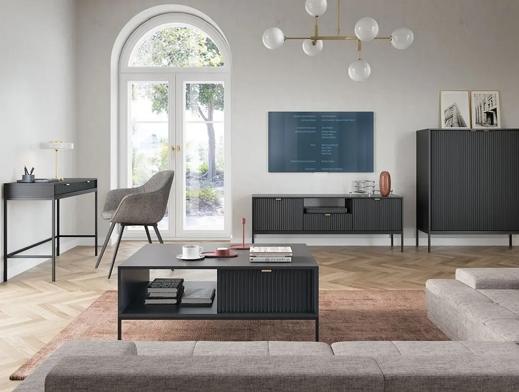 Комод высокий Perfect Home Новая/Nova 2-дверный с черными ножками K104 Черный (PFH-091238) - фото 5