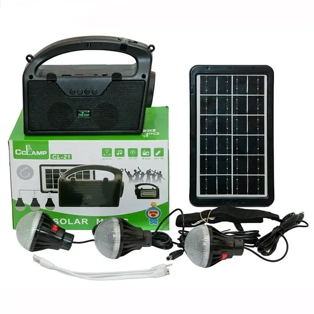 Ліхтар (станція) на сонячних батареях CL-21 5W 3 лампи + Powerbank + FM + Bluetooth + microUSB (4 режими) - фото 2