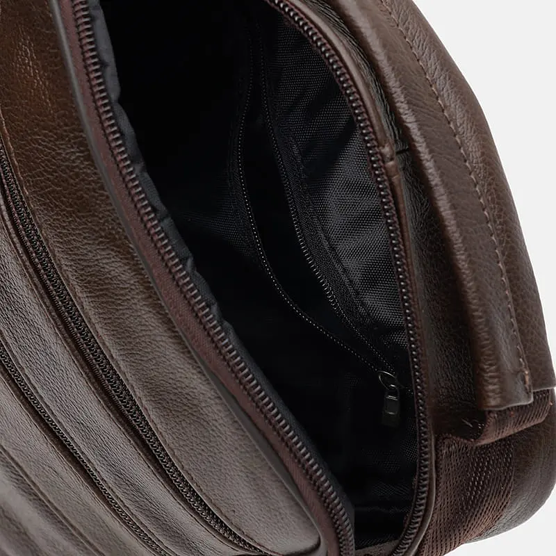 Чоловіча сумка Borsa Leather K12314br 23x19x7 см Коричневий (40175) - фото 5