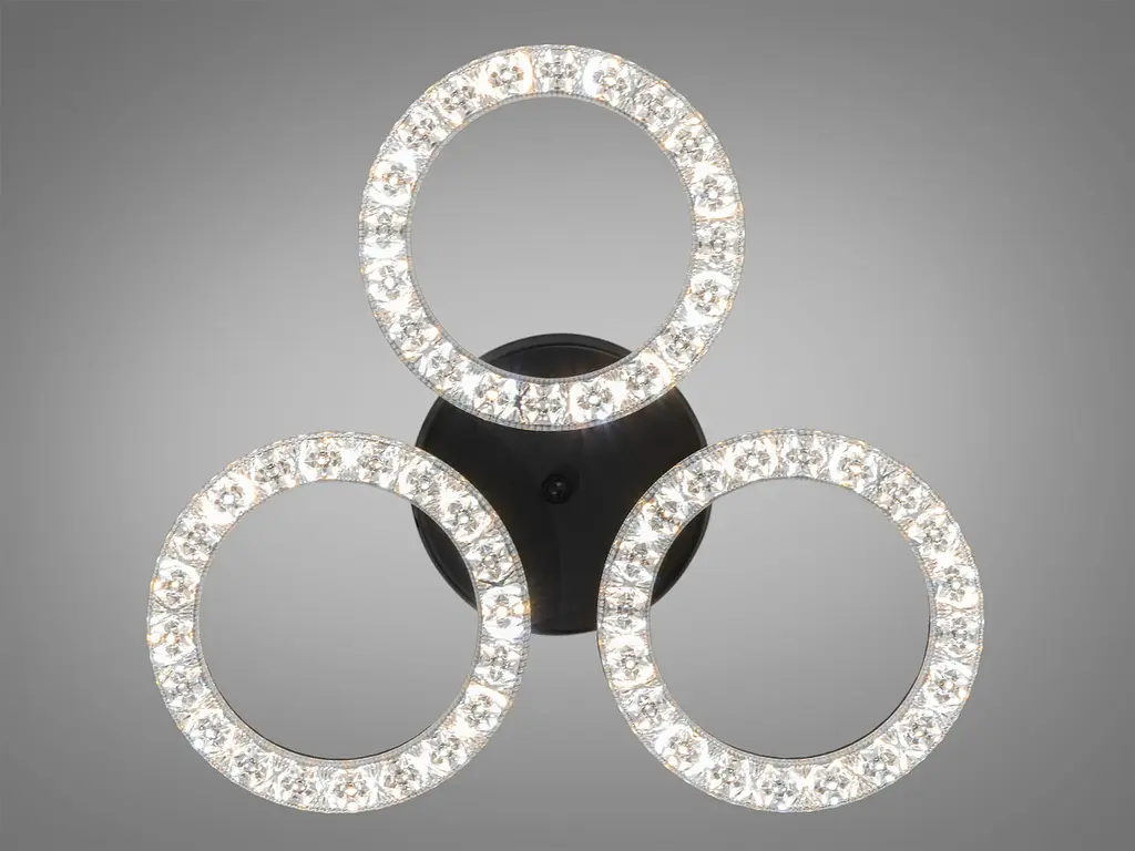 Стельова LED-люстра Diasha MX4770/3S BK, акрилові кільця, Ø40 см, 45 W - фото 3
