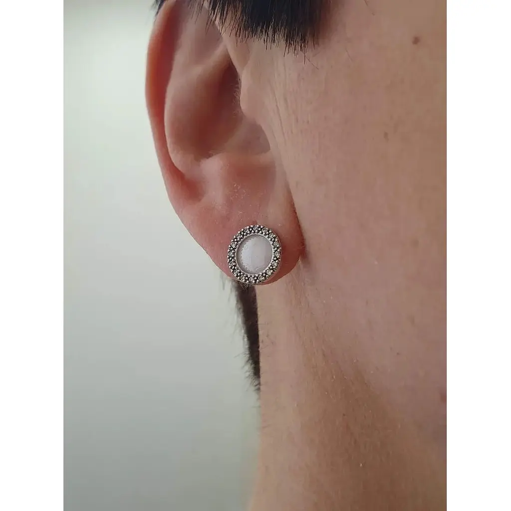 Срібні сережки Aurora з керамікою та фіанітами. С2017Б - фото 2