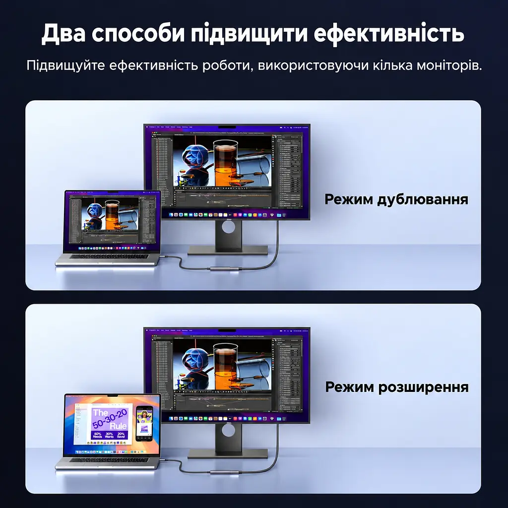 Відеоадаптер UGREEN CM491 USB-C - HDMI 2.1 8K 60 Гц 0,15 м сіро-чорний (85320) - фото 11