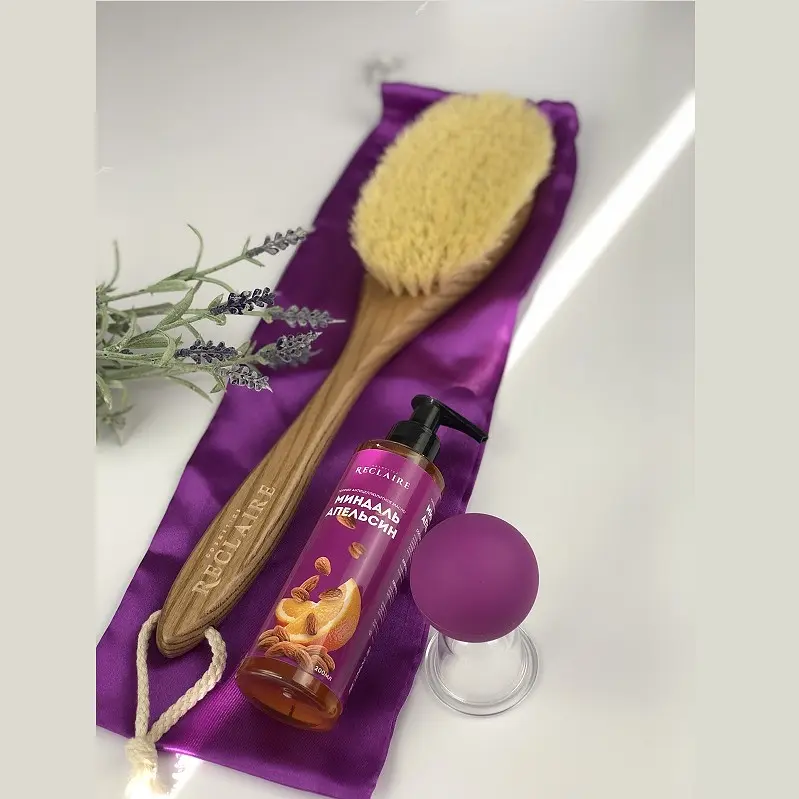 Горячий антицеллюлитный массажный набор Щётка+Масло+Вакуумная банка Reclaire cosmetics - фото 3