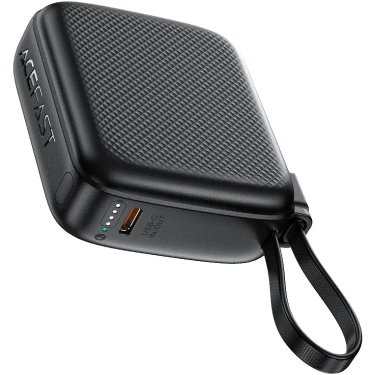 Універсальна мобільна батарея Acefast 10000mAh 20W PD, QC3.0 USB-C In/Out with build Type-C cable, M15 Чорний - фото 5
