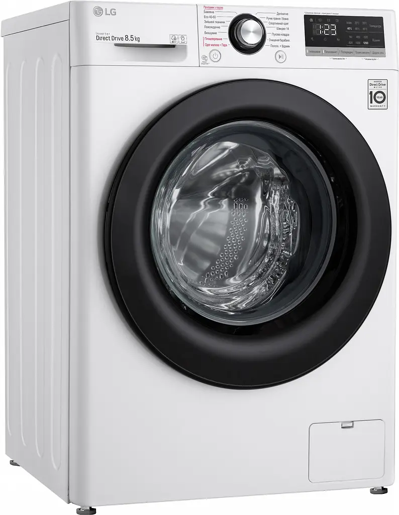 Пральна машина LG з фронтальним завантаженням F2V3GS6W, 8,5кг, 1200, A+++-30%, Пар, глибина 47см, Дисплей, Інвертор, Білий (F2V3GS6W) - фото 3