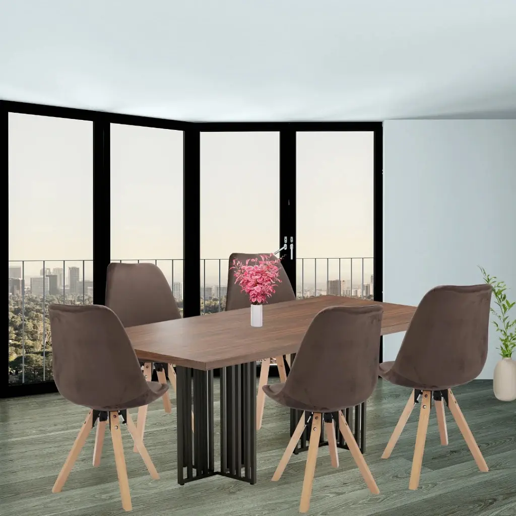 Стул Jumi Saida в скандинавском стиле с деревянными ножками коричневый - фото 10