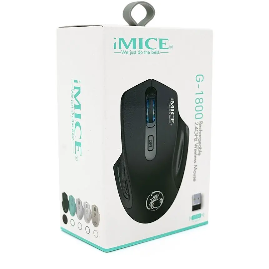 Ігрова миша бездротова iMICE G1800 Rechargeable, 4 кнопок, акумулятор, 1600dpi, 2.4Ghz, Black - фото 10