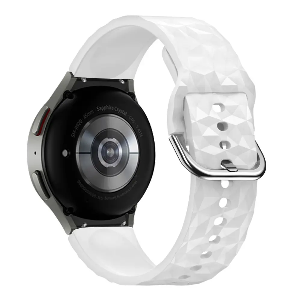 Ремінець для Samsung Galaxy Watch 5 44mm - білий ширина кріплення 20мм силікон Watchbands Diamond (W28-3WB91937766) - фото 2