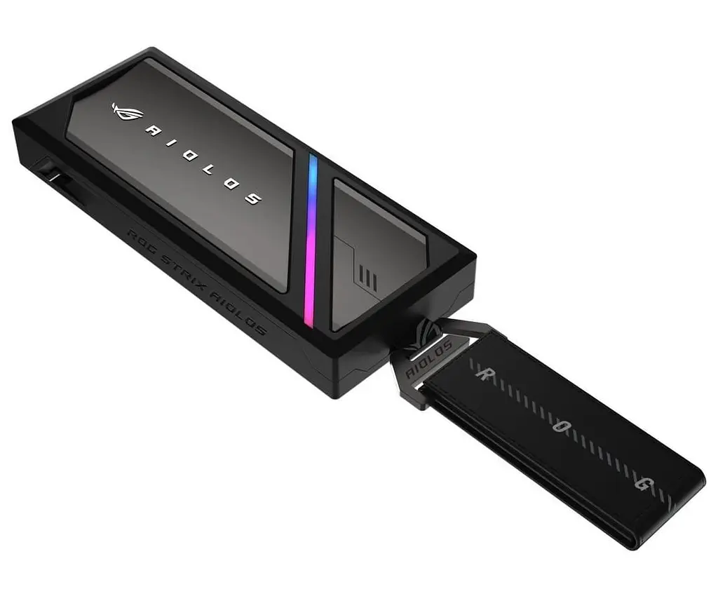 Портативний корпус ASUS для SSD ROG STRIX AIOLOS PCIe NVMe M.2 2230/2242/2260/2280 USB Type-C 3.2 Gen 2x2 ARGB чорний - фото 4