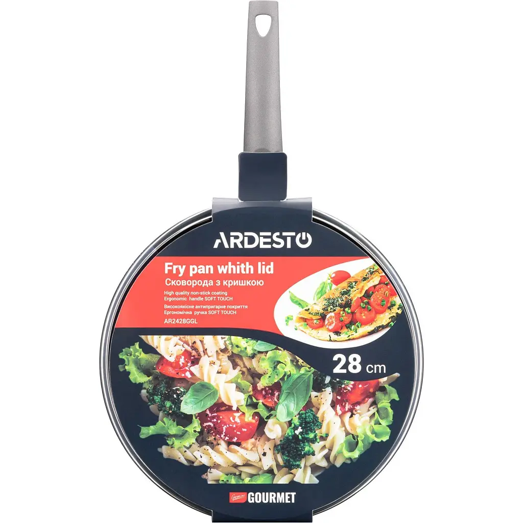 Сковорода глубокая Ardesto Gemini Gourmet Apulia с крышкой 28 см серая (AR2428GGL) - фото 12