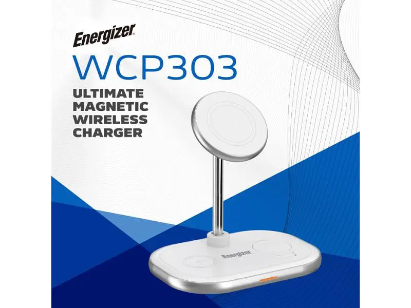 Бездротовий зарядний пристрій Energizer 3-in-1 15 W Magnetic Wireless Fast Charger White (WCP303) - фото 10
