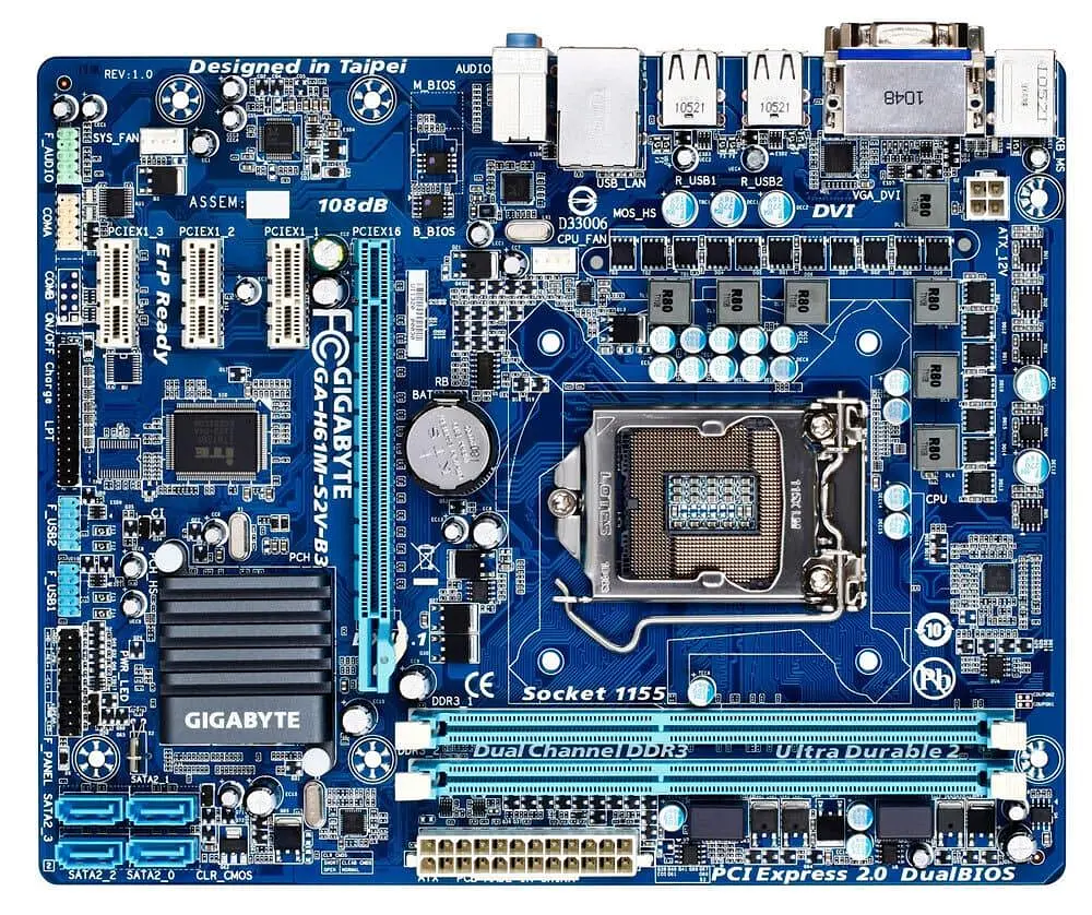 Материнська плата Gigabyte GA-H61M-S2V-B3 (GA-H61M-S2V-B3) (Socket 1155, Intel H61, Micro-ATX) Б/в