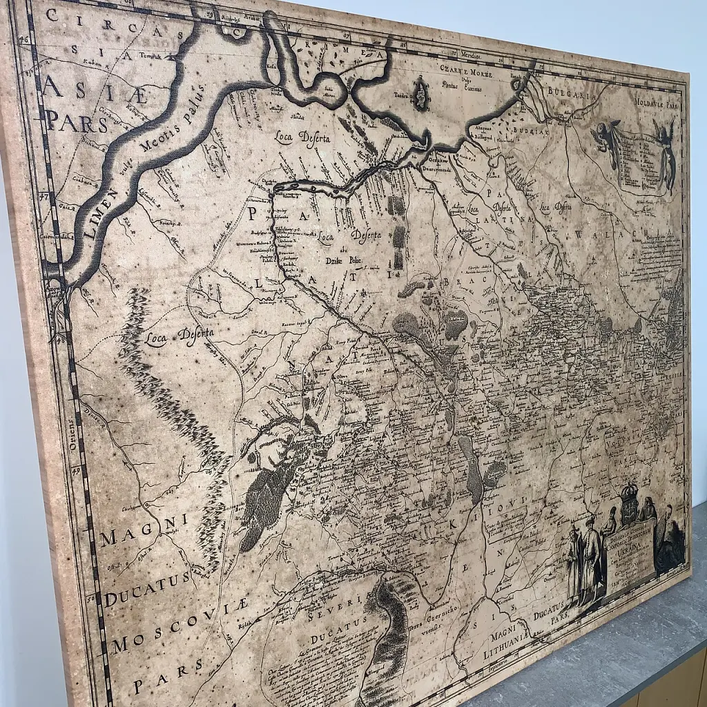 Інтер'єрна картина Загальна карта України 1648 року Гійома де Боплана, Beauplan Ukraine XVII map, істория, 83×106 см (id6040) - фото 5