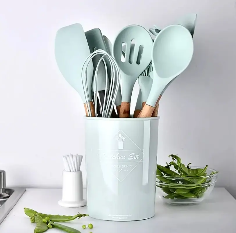 Набір кухонного приладдя Kitchen Set, 12 предметів ∙ Силіконові аксесуари для кухні з підставкою - фото 3