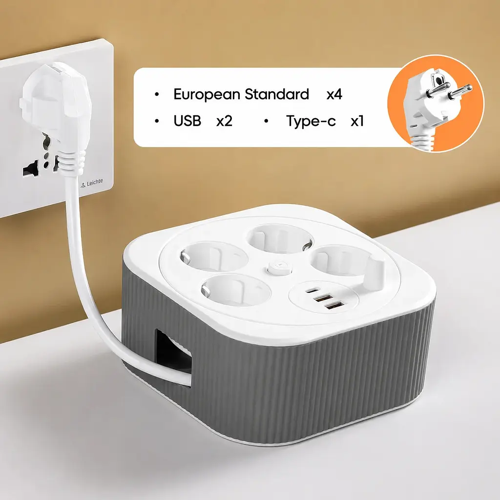 Мережевий подовжувач-фільтр A107/PNS-05 білий 4 м з LED-індикатором, 4 розетками 220V, 2 USB і PD Type-C - фото 4