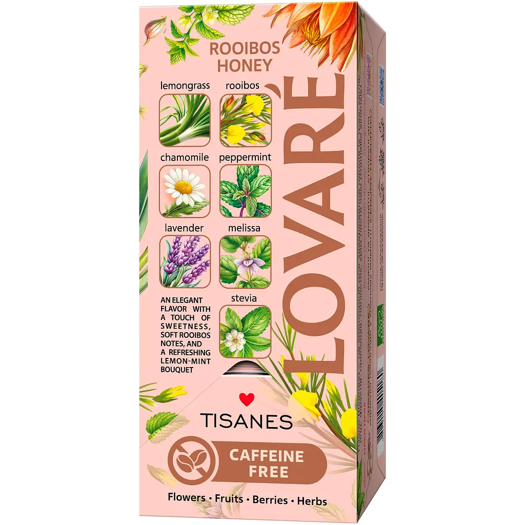 Чай Lovare Tisanes Rooibos Honey бленд ройбуша и травяного чая с цветами 43.2 г (24 шт. х 1.8 г) - фото 2
