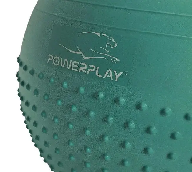 М'яч для фітнесу (фітбол) напівмасажний PowerPlay 4003 Ø65 cm Gymball Зелений + помпа (PP_4003_65_Green) - фото 2