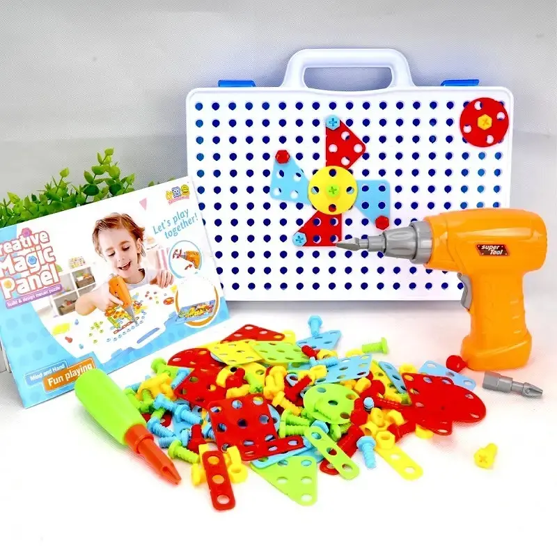 Мозаїка M 5589 2в1, на шурупах, шуруповерт на батарейці, 150 дит, валіза, в коробці (6903317382873) - фото 3