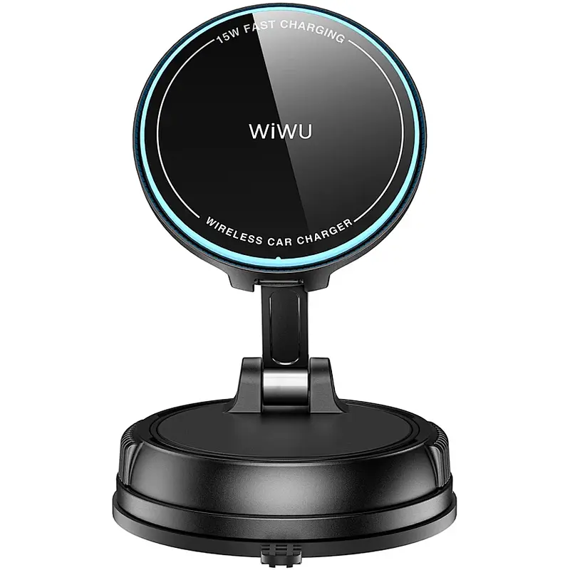 Автотримач з Бездротовий зарядний пристрій WIWU CH-326 Universal Vacuum Suction Magnetic 15W Black - фото 4