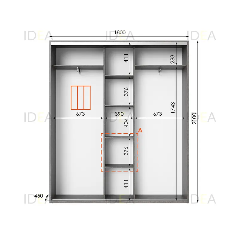 Шафа-купе Idea серія 6 180 x 45 x 210 см Венге темний - фото 2