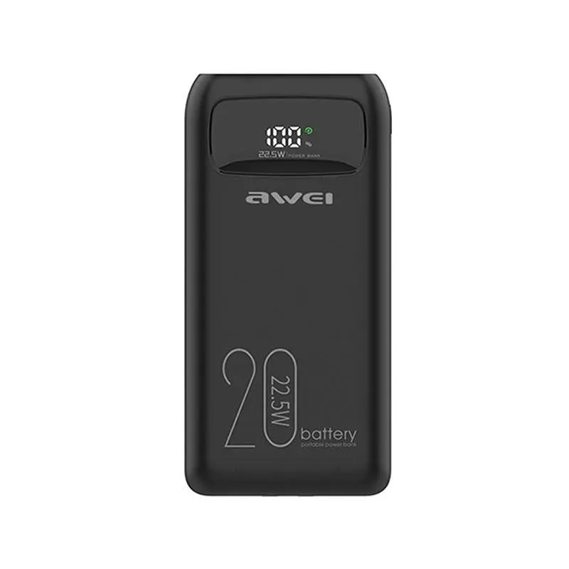 Дополнительная батарея – портативный аккумулятор Awei P169K 20000 mAh 22 W с 2 кабелями - фото 3
