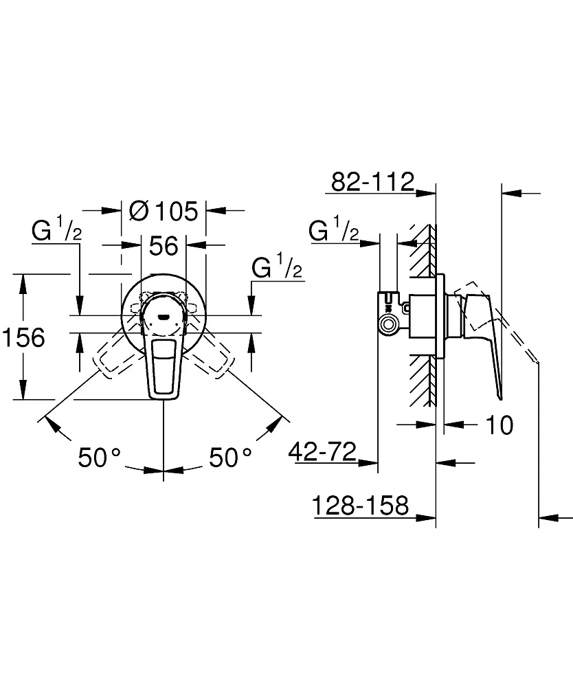 Набір гігієнічного душу прихованого монтажу Grohe BauLoop New з Vitalio trigger spray QuickFix UA202416QF, Хром - фото 5