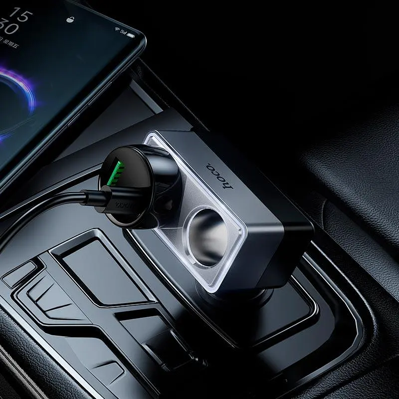 Адаптер автомобільний HOCO Smart dual cigarette lighter car charger Z65 2DC, 240W - фото 2