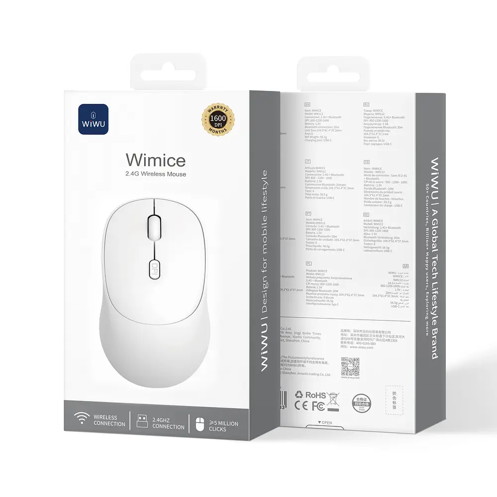Маніпулятор миша бездротова WIWU 2.4G Wireless Mouse WM112 White - фото 7