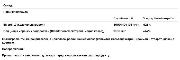 Вітамін D-3 5000 МО Life Extension з йодом 60 капсул - фото 3