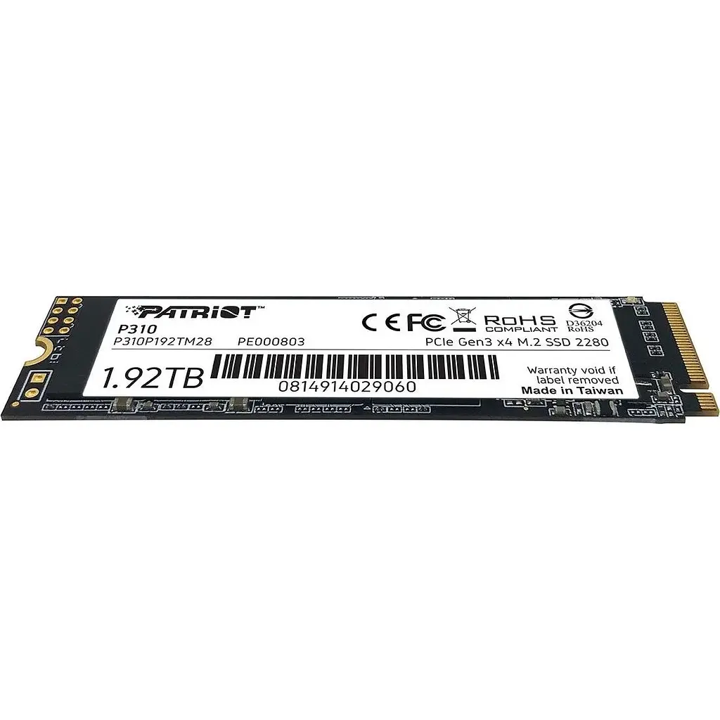 Накопичувач SSD Patriot P310 M.2 2280 NVMe PCIe 3.0 x4 3D TLC 1.92TB (P310P192TM28) - фото 3