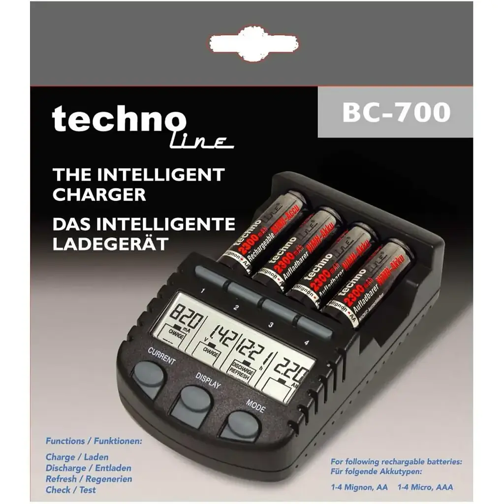 Зарядное устройство для Technoline BC700 (BC700) для пальчиковых аккумуляторных батарей AA и ААА - фото 3