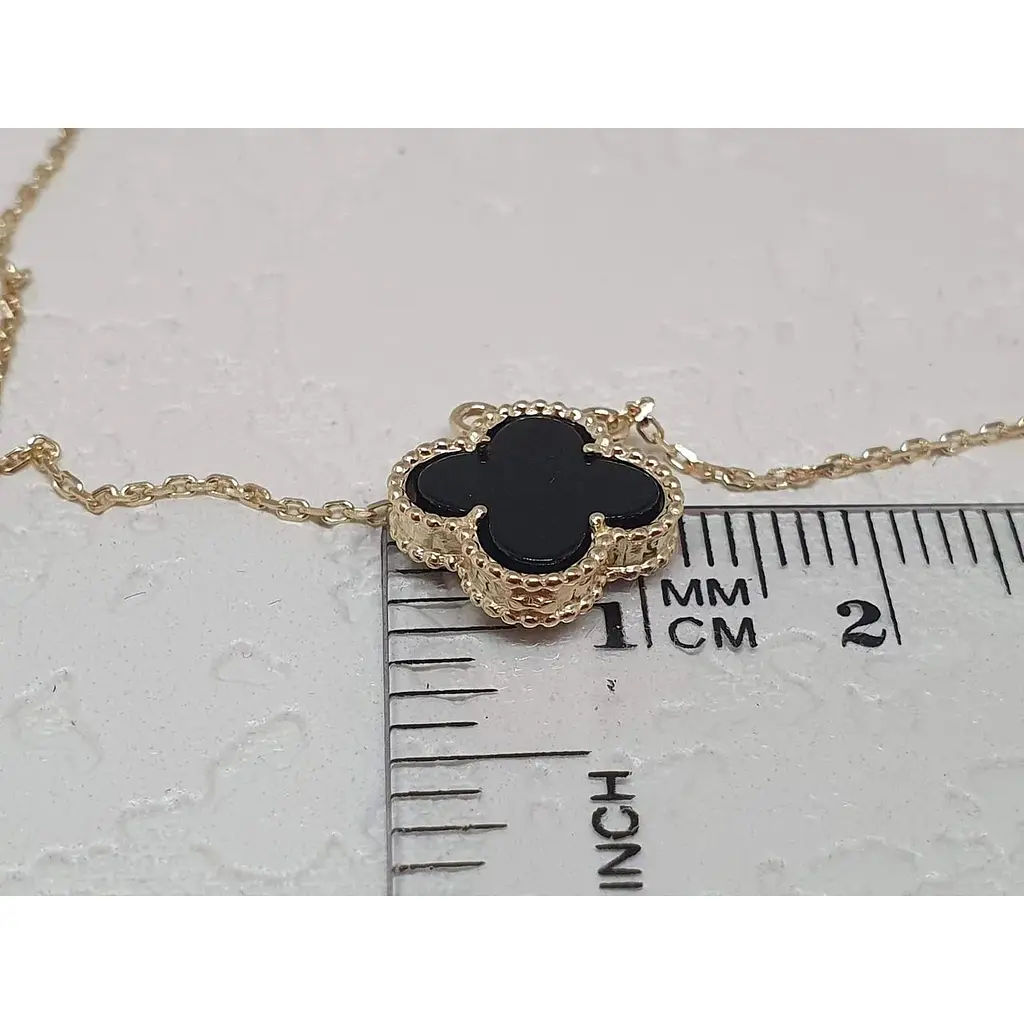 Золотое колье Платон Клевер с агатом. 2Н181/67Б 40 - фото 4