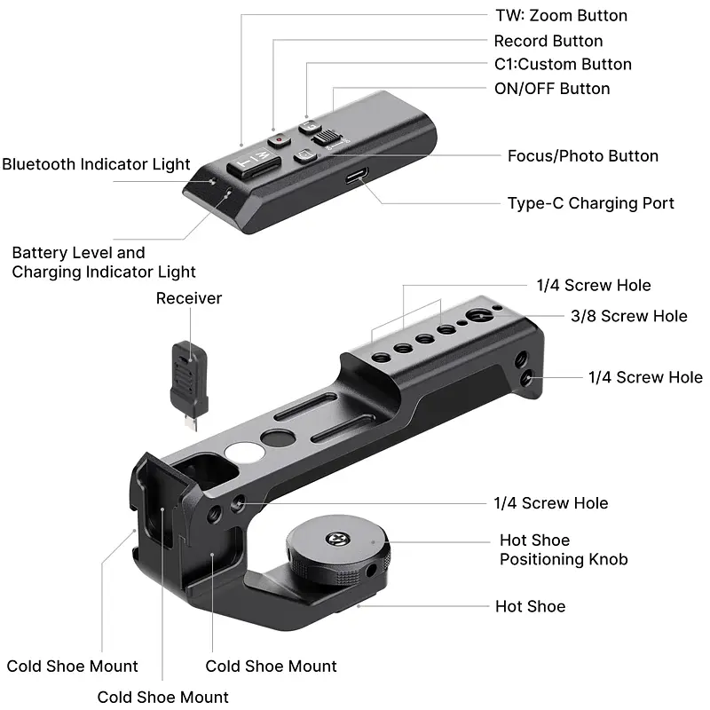 Ручка Ulanzi Shoe-Mount Top Handle with Bluetooth Remote (R091) [75340] - фото 4
