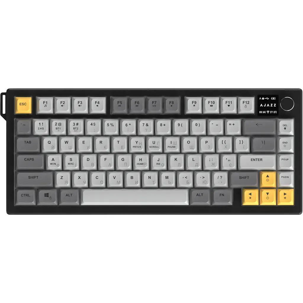 Клавіатура Ajazz AF82 Wireless/Bluetooth/USB UA Black/Gray/Yellow (AF82-BGY) - фото 2