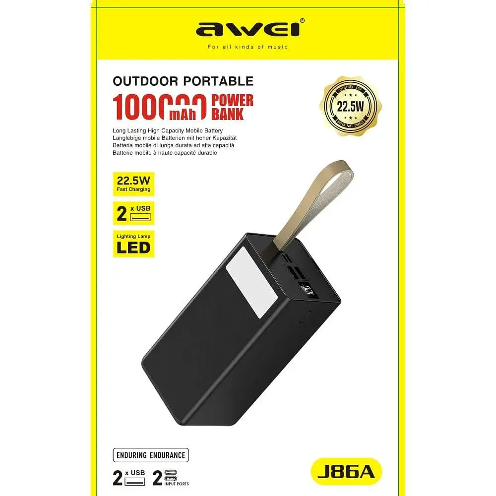 Ультрапотужний Power Bank Awei J86A 100000 mAh - фото 2