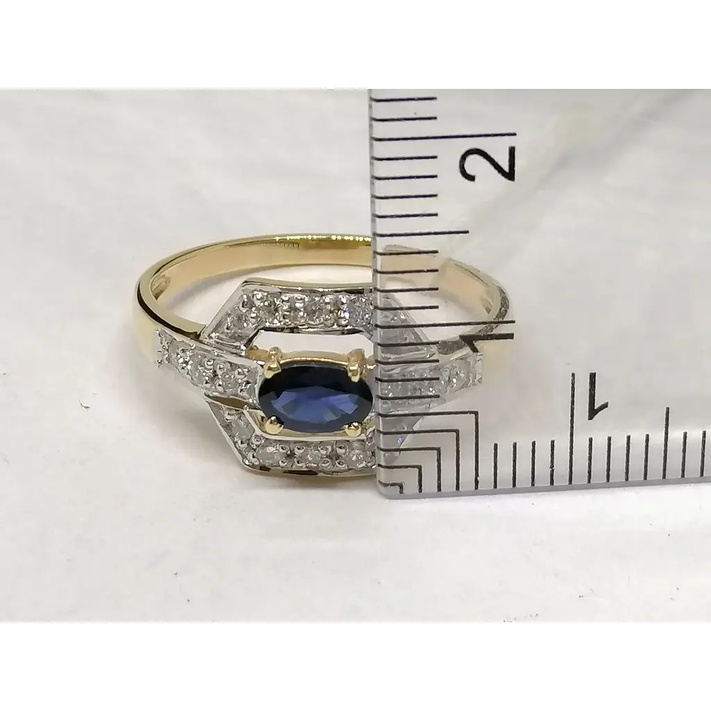 Золоте кільце Центрумикс трейд з діамантами і сапфіром. Артикул RS588K 19,5 - фото 4