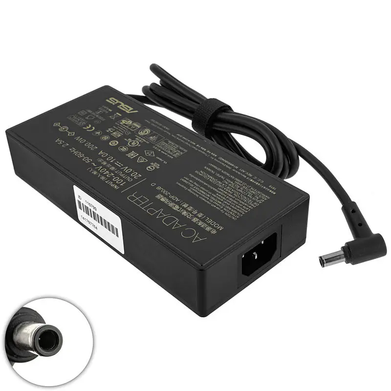 Блок живлення для ноутбука ASUS 20V 10A 200W 6.0x3.7мм-PIN чорний RECTANGULAR