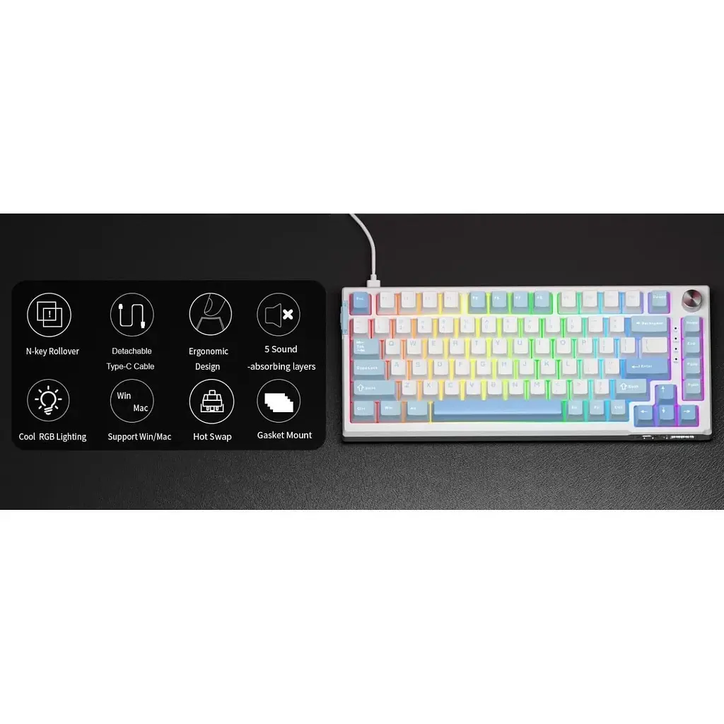 Клавіатура MageGee SKY 81 RGB Pink Bear Switch Ice Sea Blue (6971969728844-UA) [164303] - фото 8