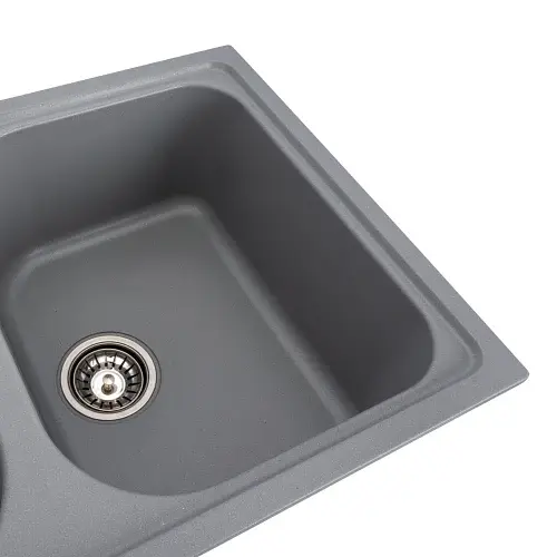 Кухонная мойка Platinum 7950 Equatoria гранитная глянцевая с креплением 79x50 см серый металлик (000035796) - фото 3