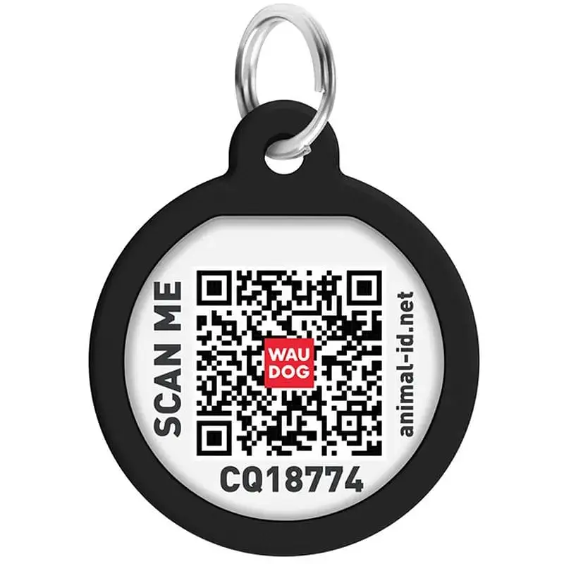 Адресник для собак і котів Waudog Smart ID з QR паспортом Леопард металевий 30 мм (230-4066) - фото 3