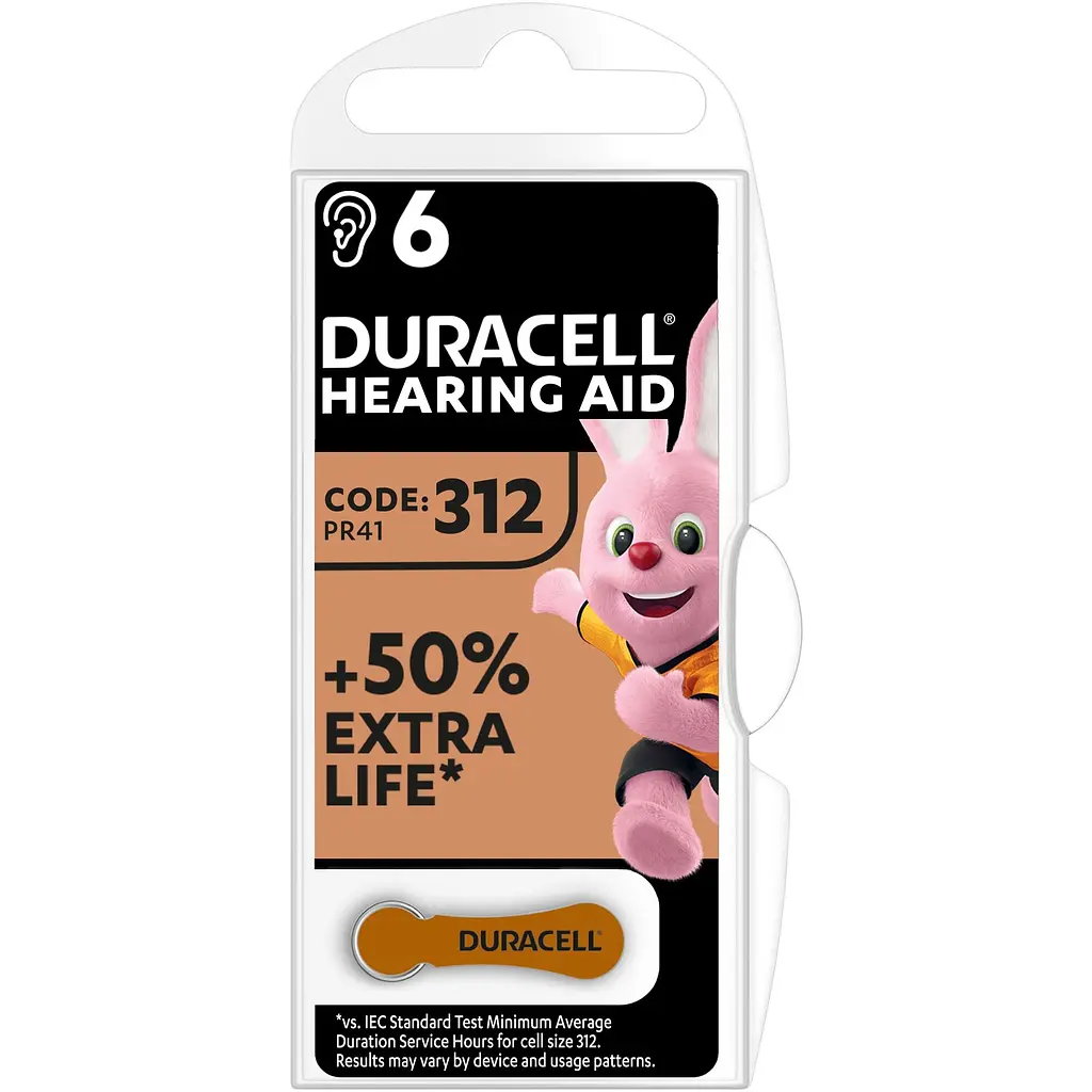 Батарейки для слухових апаратів Duracell Hearing Aid 312 PR41 6 шт. (81546856) - фото 2