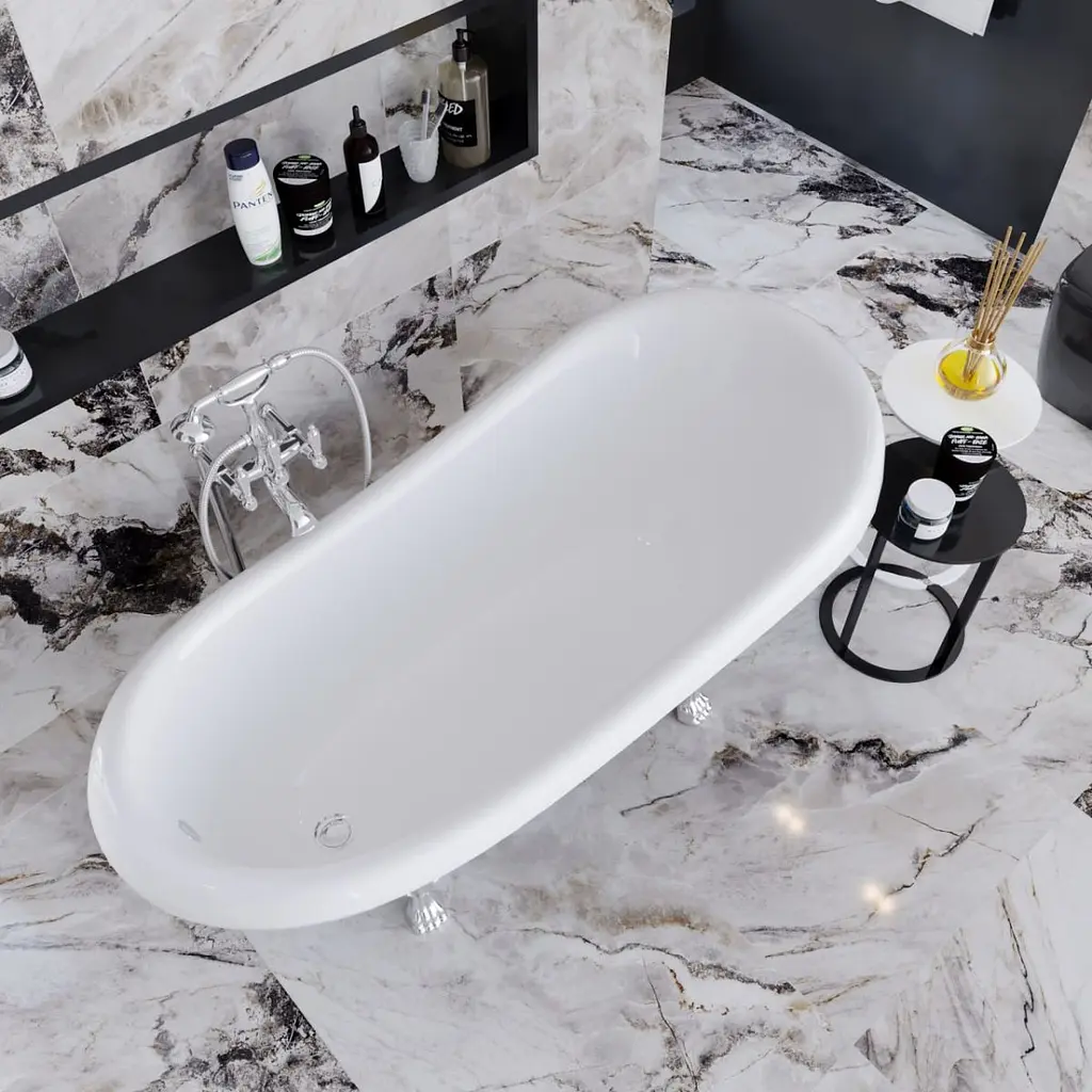 Ванна окремостояча глянцева Amidicon Symphony 167x78 чорна з литого каменю срібні ніжки SYMFONIYA_167_s_BLACK_HL, Чорний - фото 4