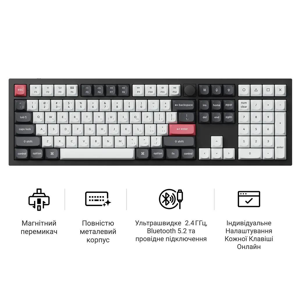 Клавіатура бездротова Keychron Q6 HE Magnetic Switch Black RGB (Q6H-M1-UA) - фото 8
