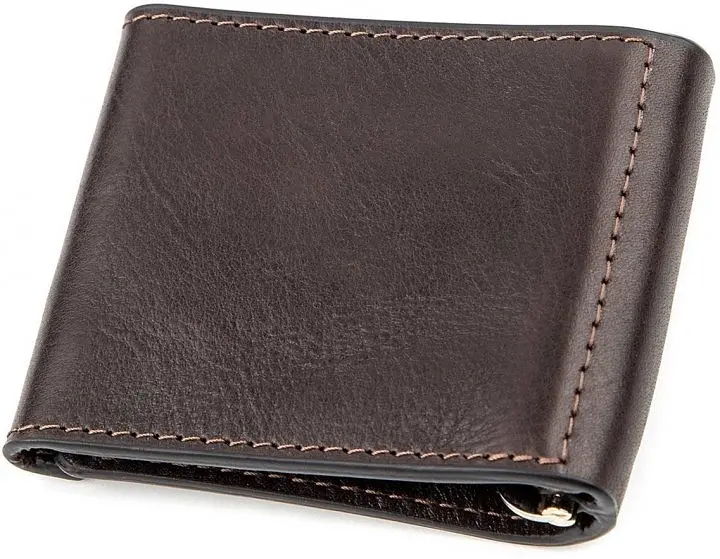 Стильный мужской зажим для денег из кожи GRANDE PELLE 9х8х1 см acs0024445 - фото 2